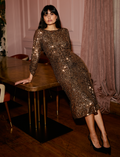 Monique Sequin Midi Dress - Gold