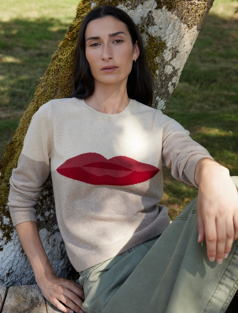 Love Lips Cashmere Jumper - Cream