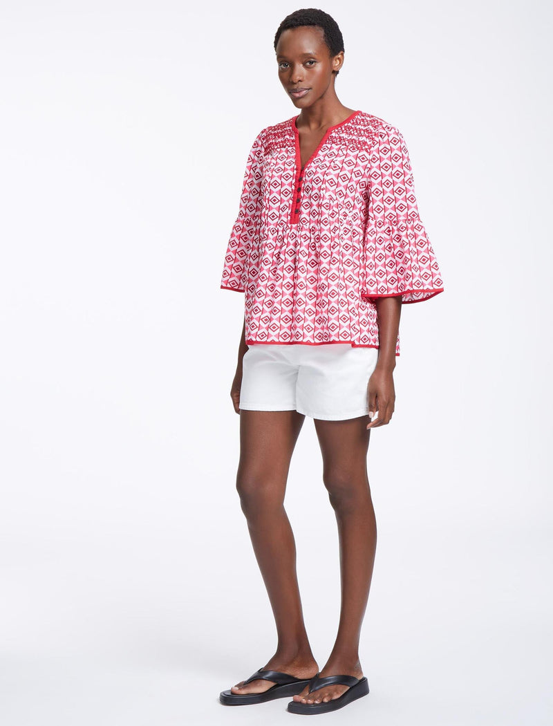 Hester Cotton Blouse - Pink Diamond Geo Print