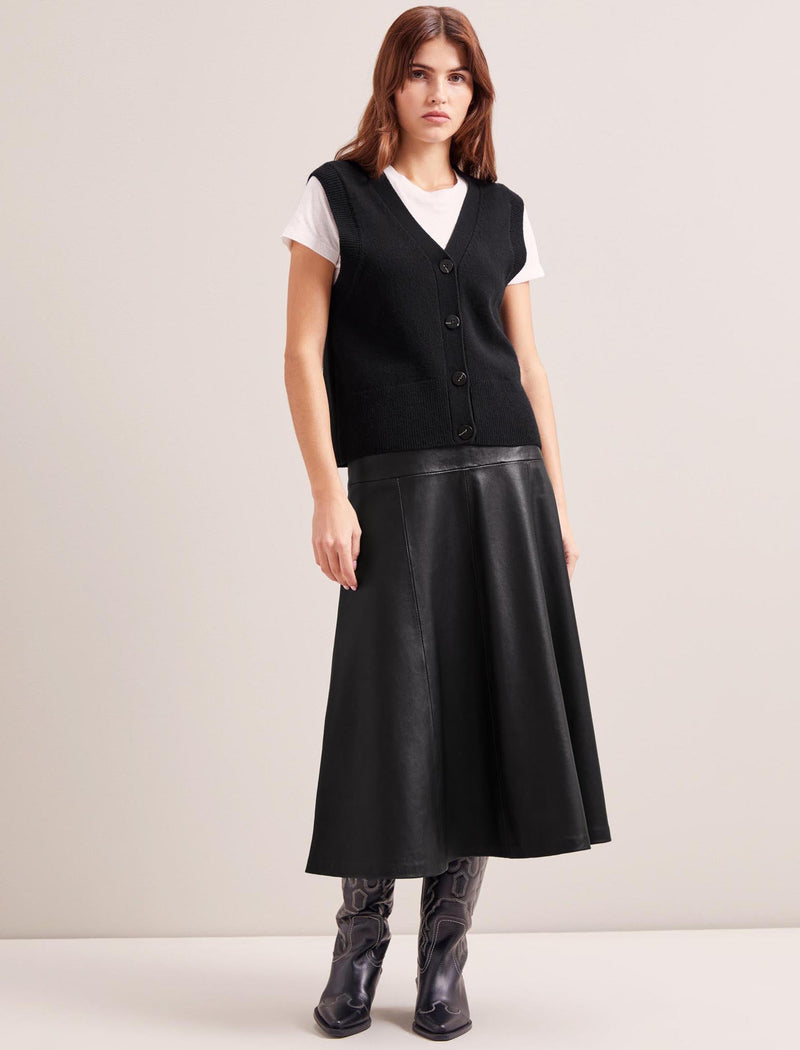 Meryl Wool V Neck Waistcoat - Black