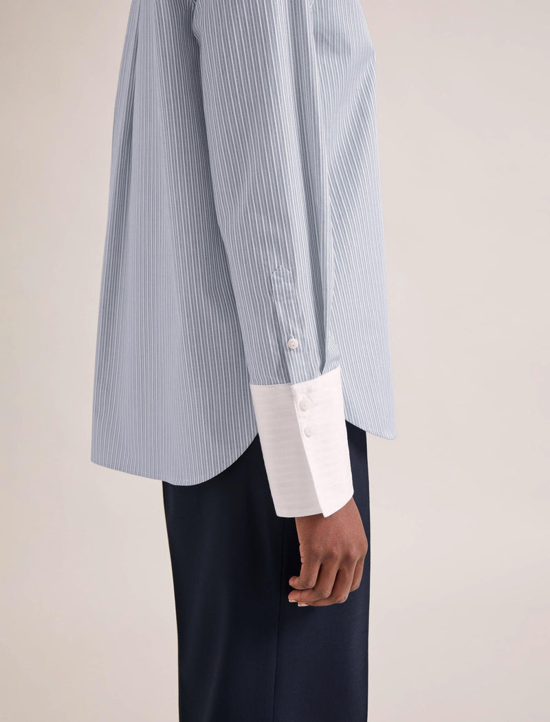 Seymour Organic Cotton Shirt - Blue White Stripe