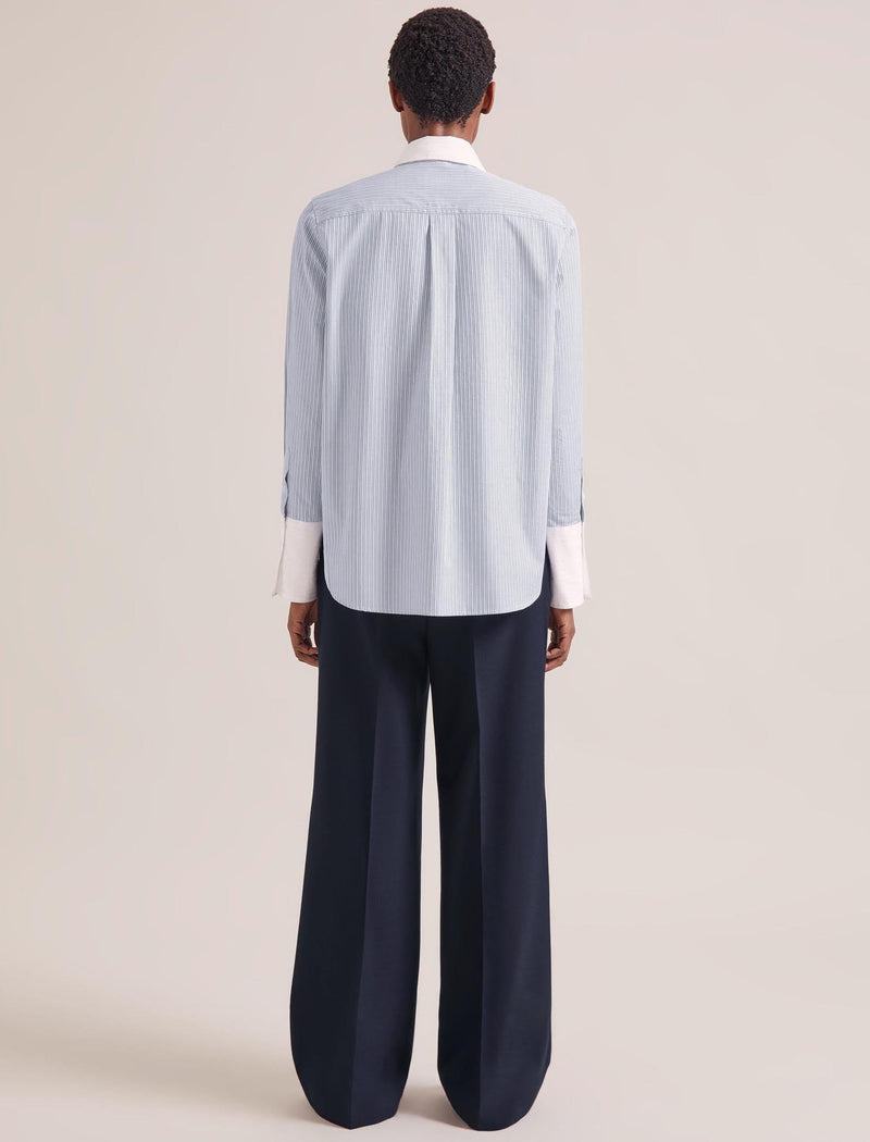 Seymour Organic Cotton Shirt - Blue White Stripe