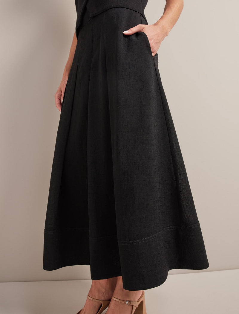 Sophia Techni Voile Pleated Maxi Skirt - Black