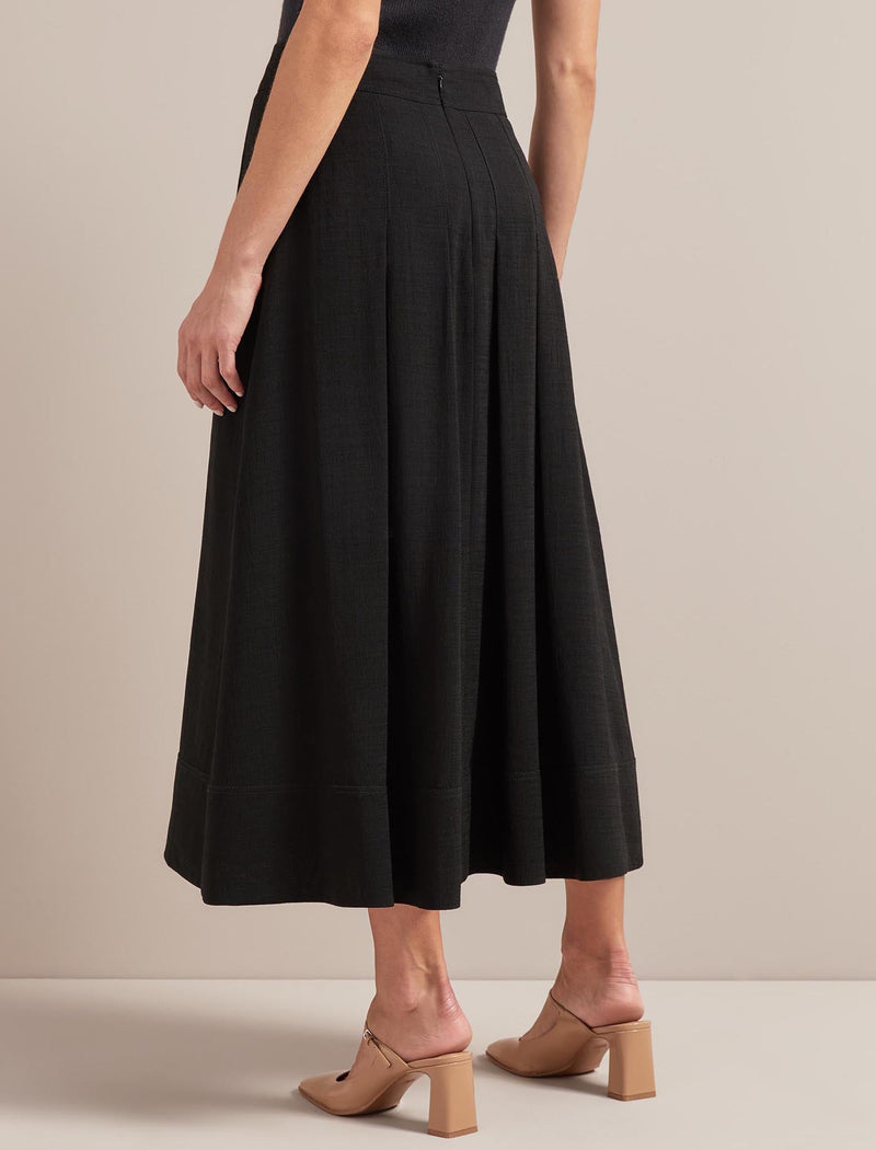 Sophia Techni Voile Pleated Maxi Skirt - Black