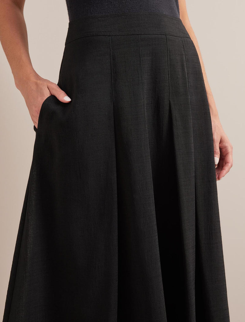 Sophia Techni Voile Pleated Maxi Skirt - Black