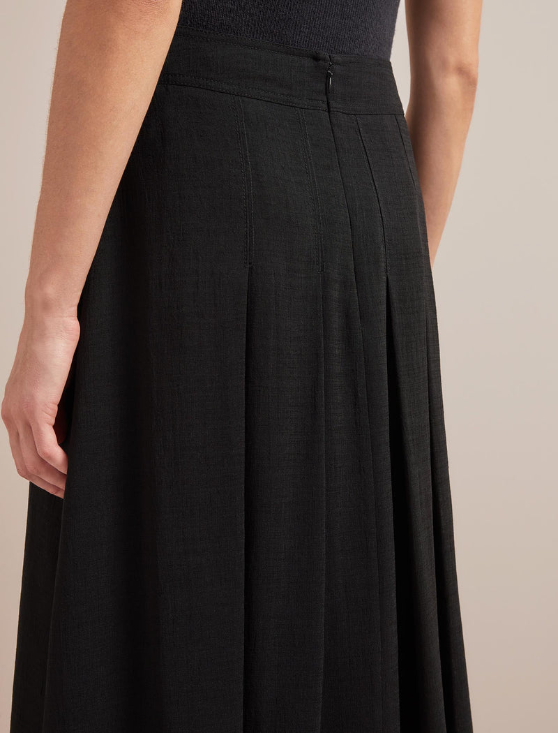 Sophia Techni Voile Pleated Maxi Skirt - Black