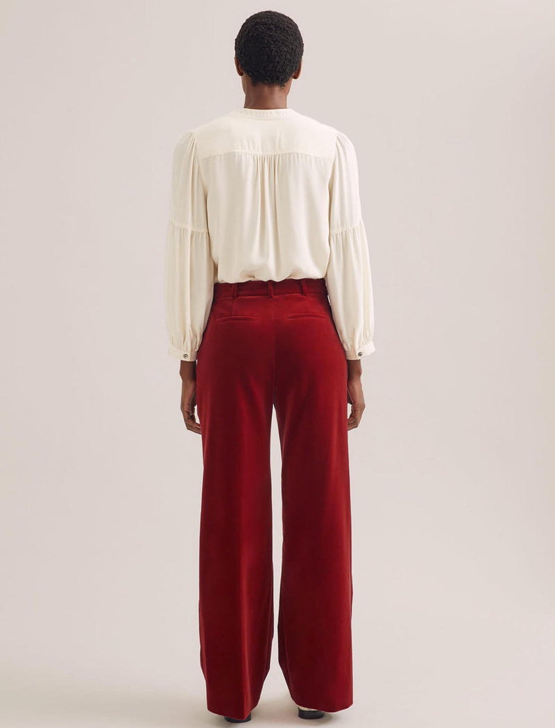 Taylor Velvet Wide Leg Trouser - Red