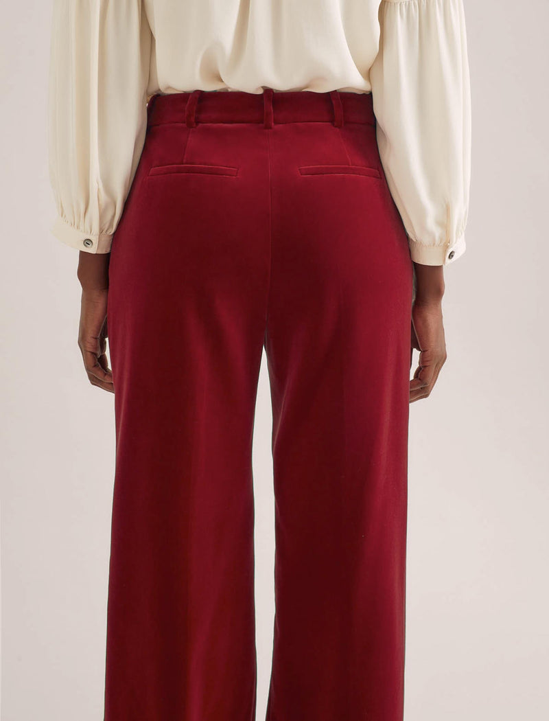 Taylor Velvet Wide Leg Trouser - Red