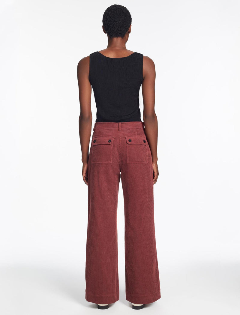 Hayden Corduroy Wide Leg Trouser - Dark Rose