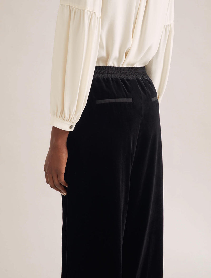 Toni Velvet Wide Leg Trouser - Black