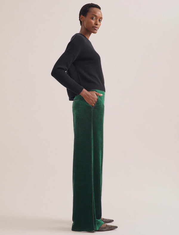 Toni Velvet Wide Leg Trouser - Green