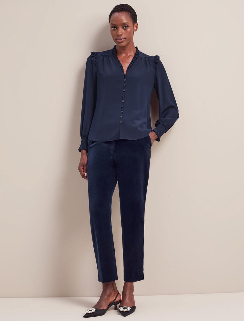 Stella Silk Shirt - Navy