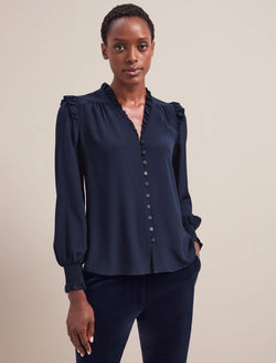 Stella Silk Shirt - Navy