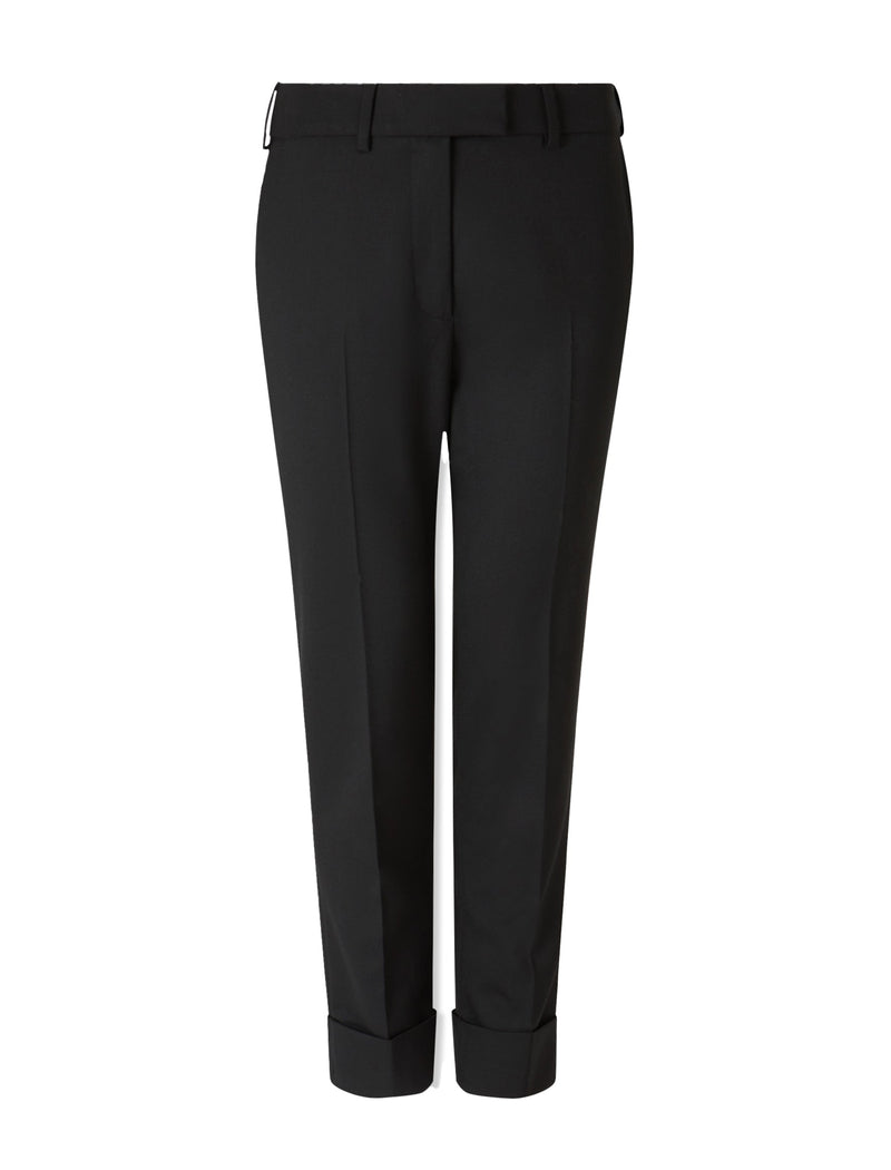 Clement New Wool Easy Waist Turn Up Trouser - Black