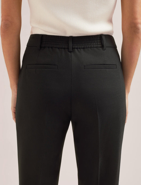 Clement New Wool Easy Waist Turn Up Trouser - Black