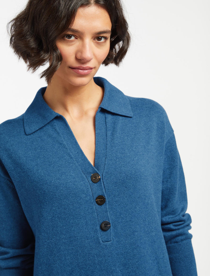 Eleanor Wool Knit Dress - Mid Blue