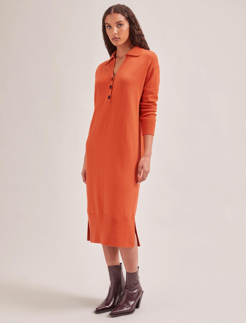 Eleanor Wool Knit Dress - Orange