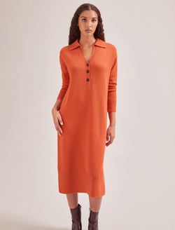 Eleanor Wool Knit Dress - Orange