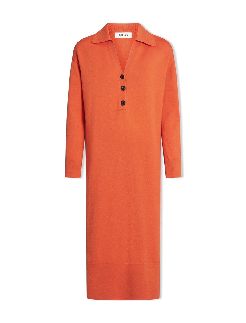 Eleanor Wool Knit Dress - Orange