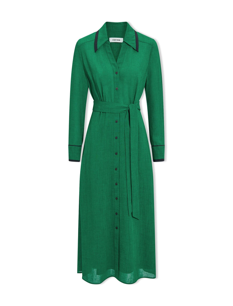 Fallon Techni Voile Maxi Dress - Emerald Green