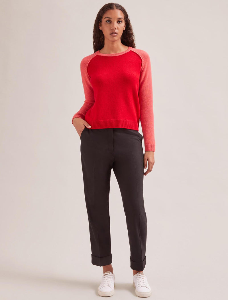 Drew Cashmere Jumper - Red Pink Colourblock