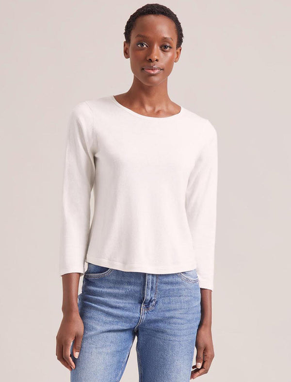 Maia Cotton Silk Blend T-Shirt - White