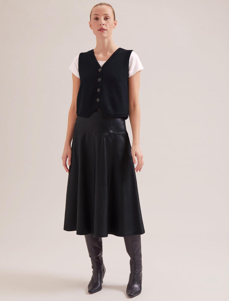 Wesley Cashmere Blend V Neck Waistcoat - Black