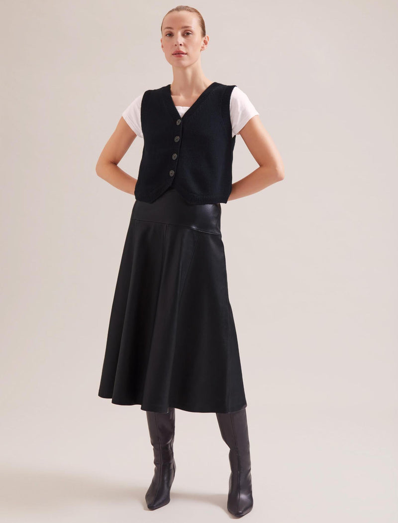Wesley Cashmere Blend V Neck Waistcoat - Black