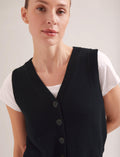 Wesley Cashmere Blend V Neck Waistcoat - Black