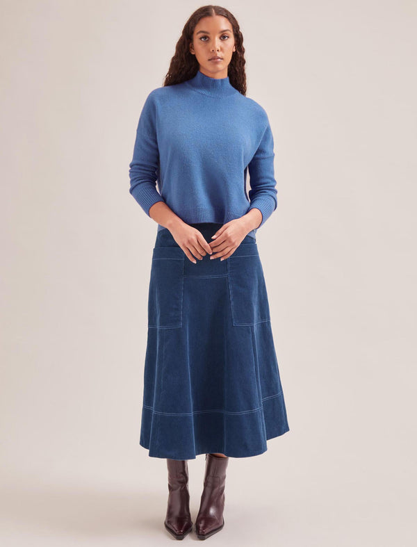 Simone Corduroy Maxi Skirt - Blue