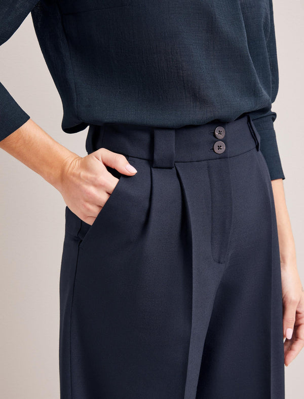 Margot New Wool Wide Leg Trouser - Navy
