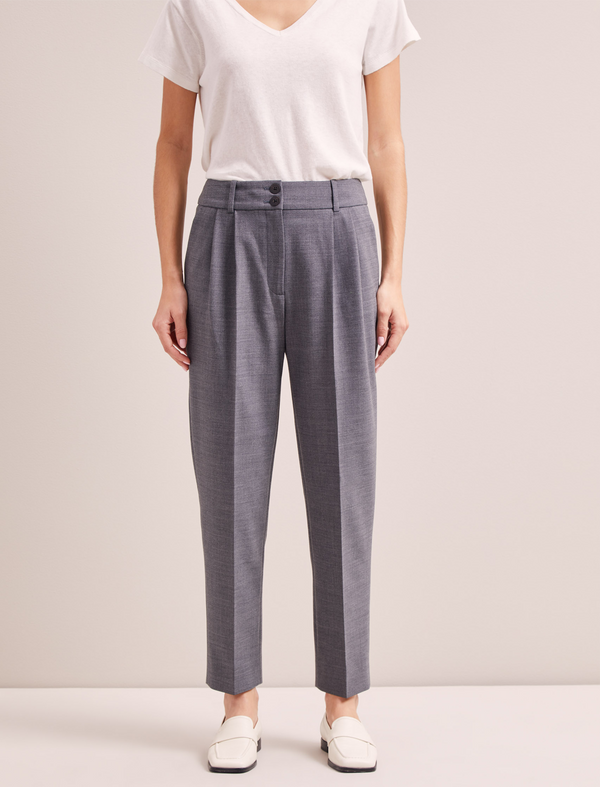 Tristan New Wool Tapered Trouser - Mid Grey