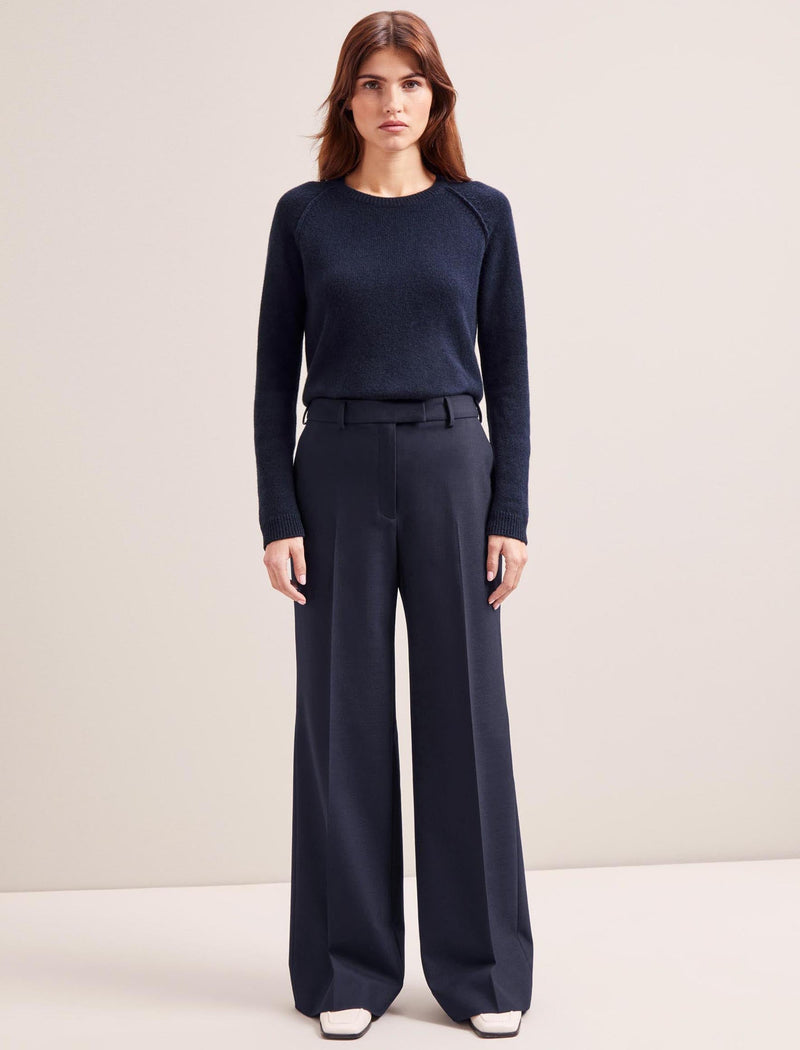 Terence New Wool Wide Leg Trouser - Navy