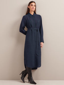 Amara Techni Voile Midi Dress - Navy