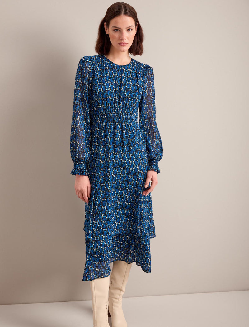 Willow Maxi Dress - Blue Shell Geo Print