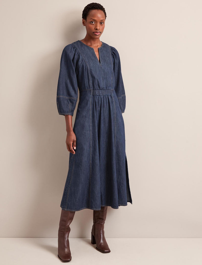 Jude Denim Maxi Dress - Dark Blue