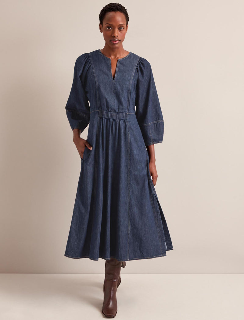 Jude Denim Maxi Dress - Dark Blue