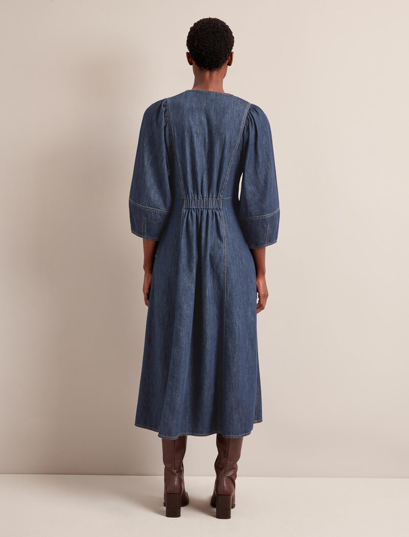 Jude Denim Maxi Dress - Dark Blue