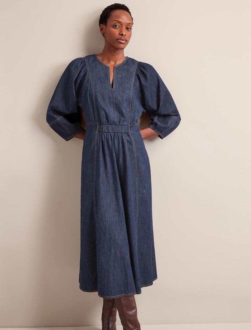 Jude Denim Maxi Dress - Dark Blue