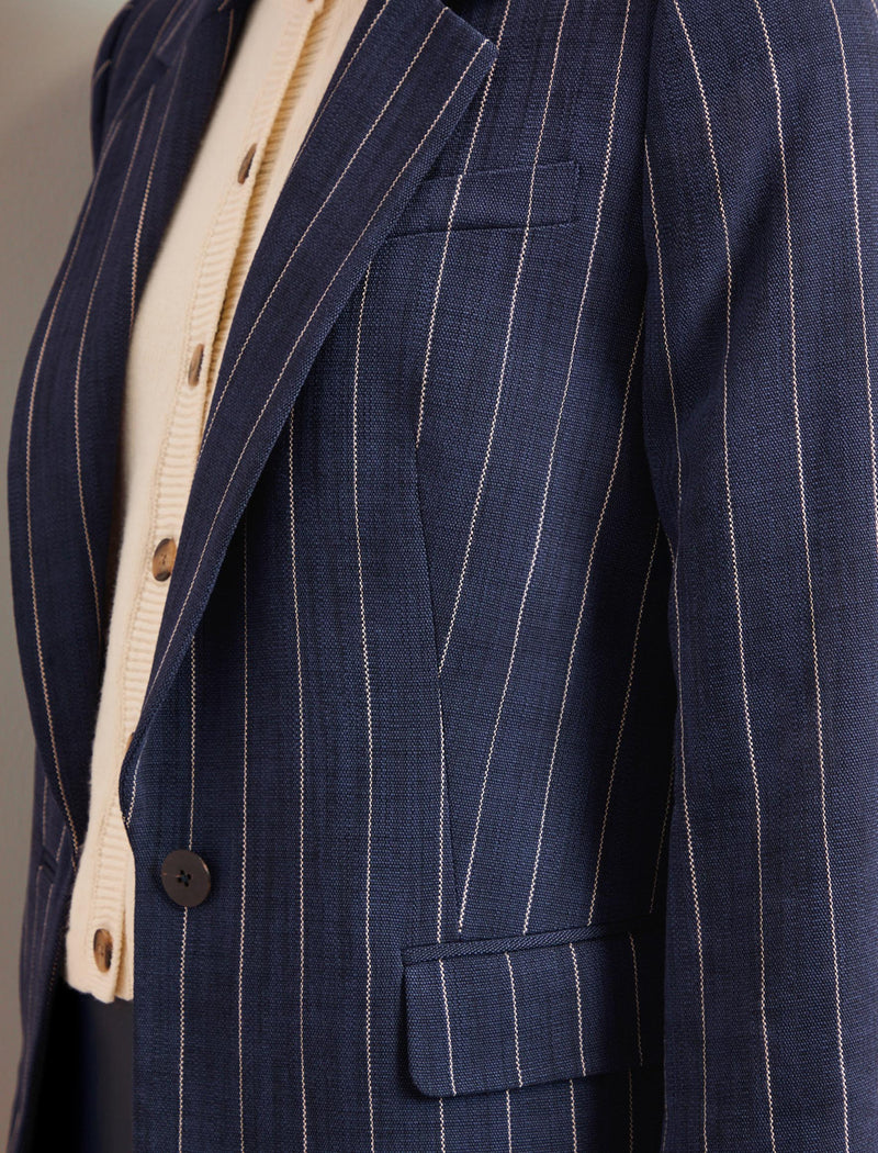 Jordan Relaxed Blazer - Navy Pinstripe