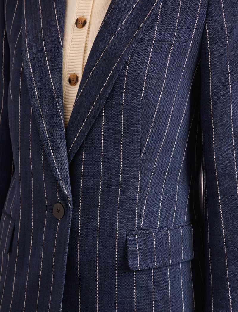 Jordan Relaxed Blazer - Navy Pinstripe