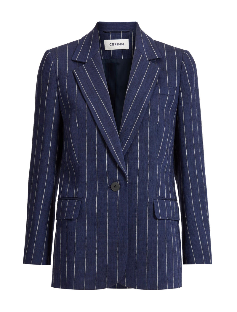 Jordan Relaxed Blazer - Navy Pinstripe