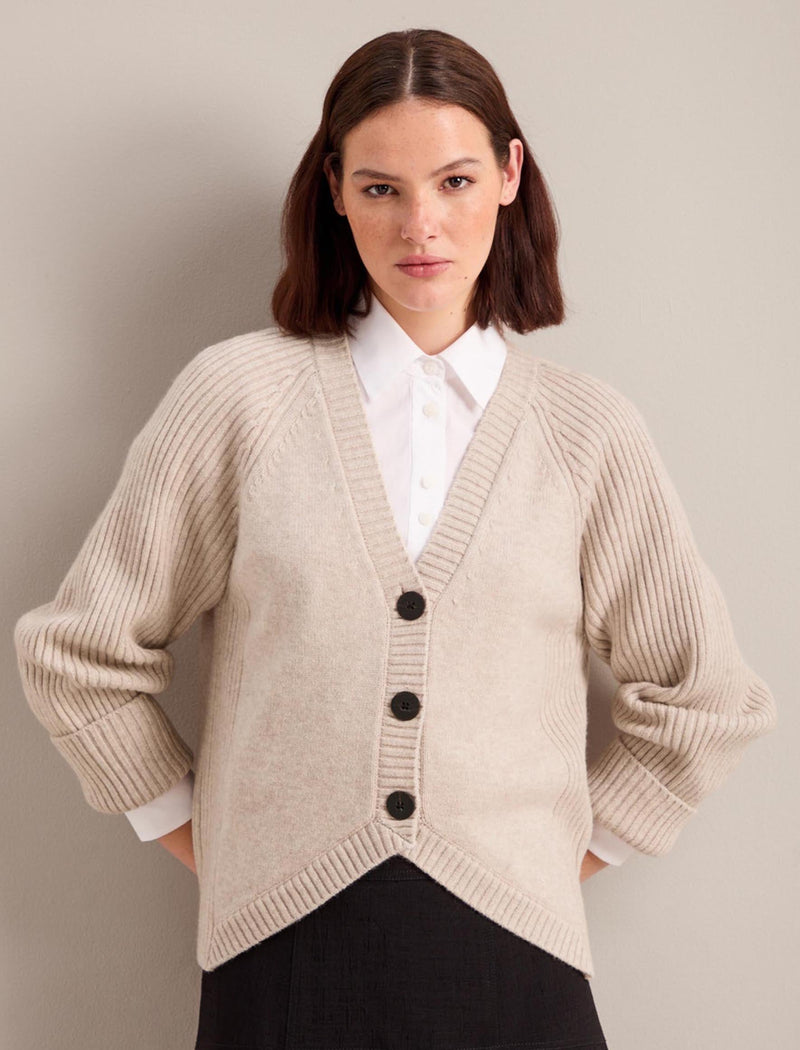 Camila Cashmere Blend Cardigan - Oatmeal