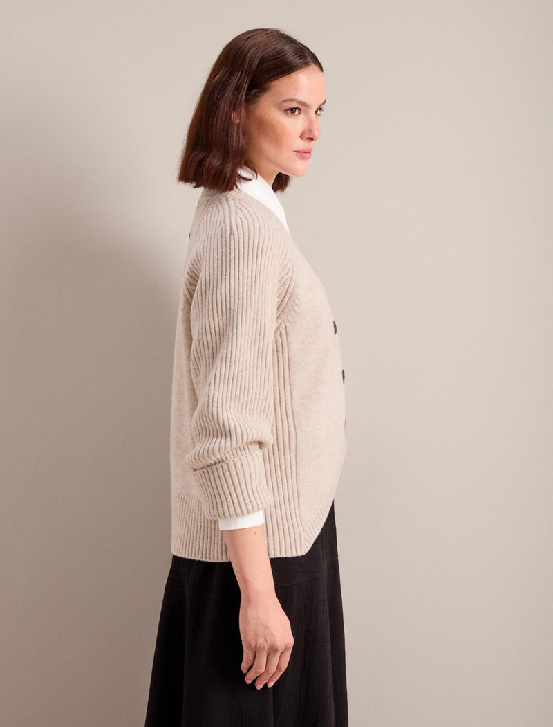 Camila Cashmere Blend Cardigan - Oatmeal