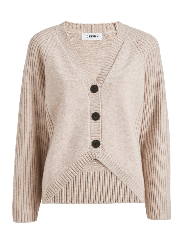 Camila Cashmere Blend Cardigan - Oatmeal