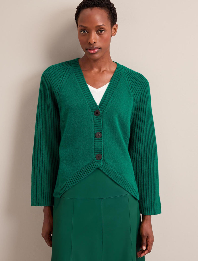 Camila Cashmere Blend Cardigan - Racing Green