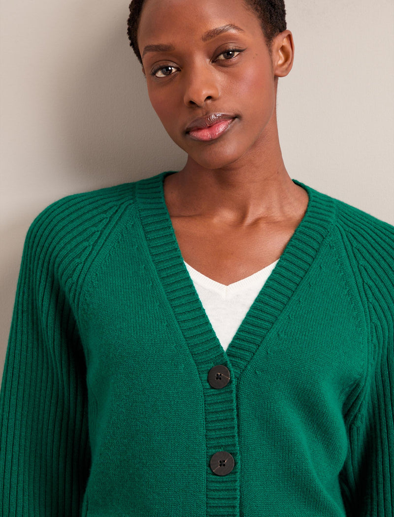 Camila Cashmere Blend Cardigan - Racing Green