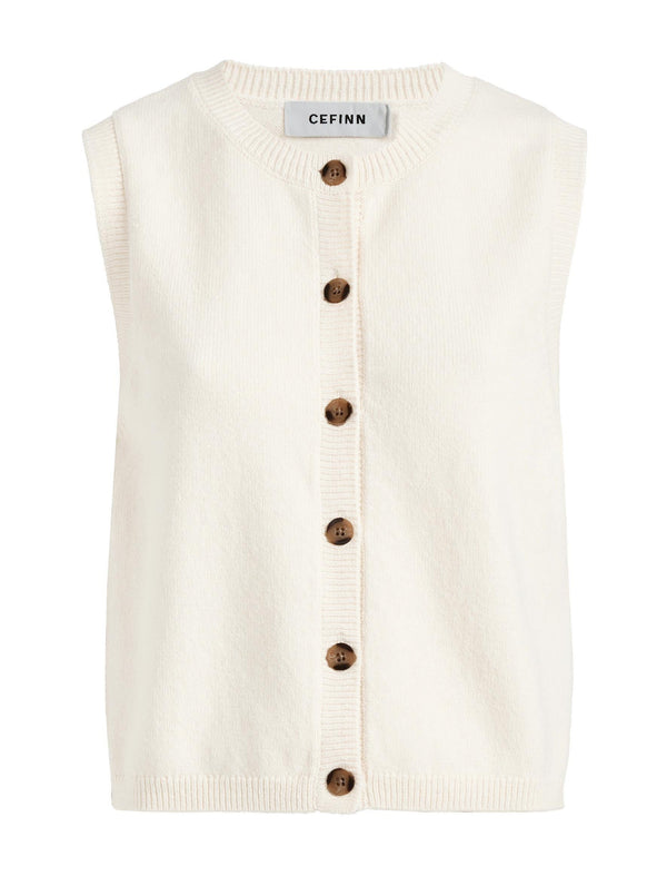 Wesley Cotton Blend Waistcoat - Cream