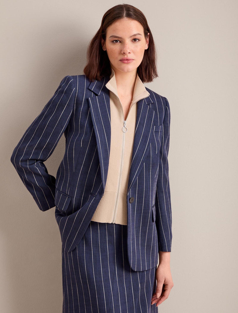 Jordan Relaxed Blazer - Navy Pinstripe