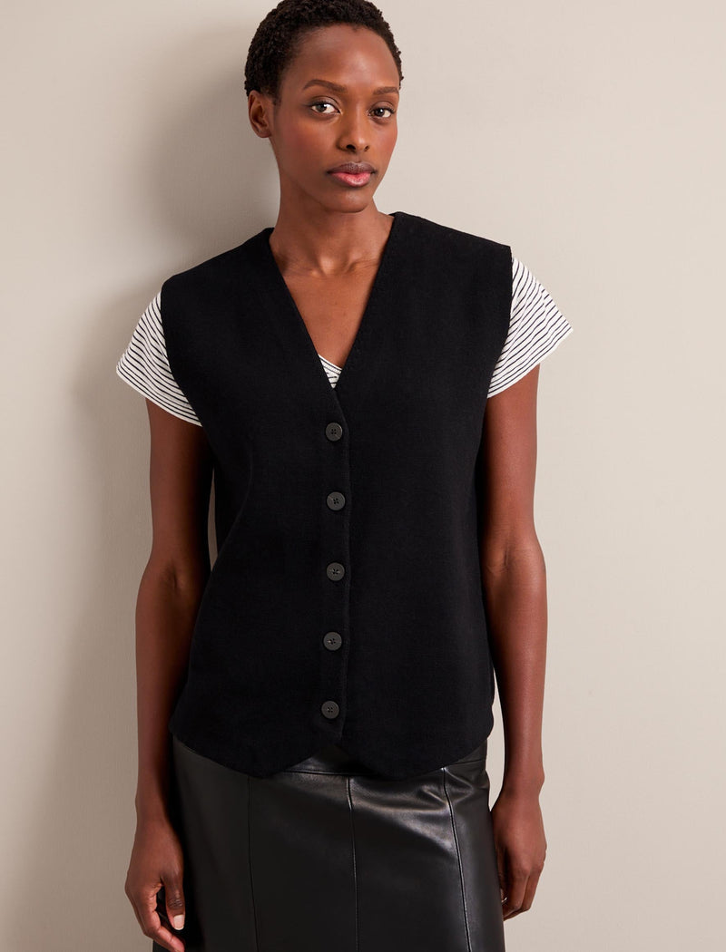 Waverly Longline Knitted Waistcoat - Black